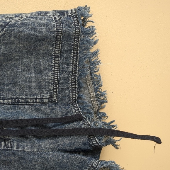 Medium Unbranded Cotton Pull On Drawstring Waist Shorts Blue Fringe - Picture 6 of 14